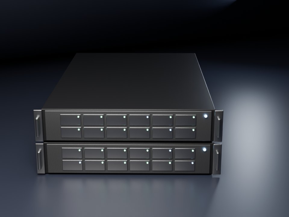 Illustration of two rack servers with drive bays