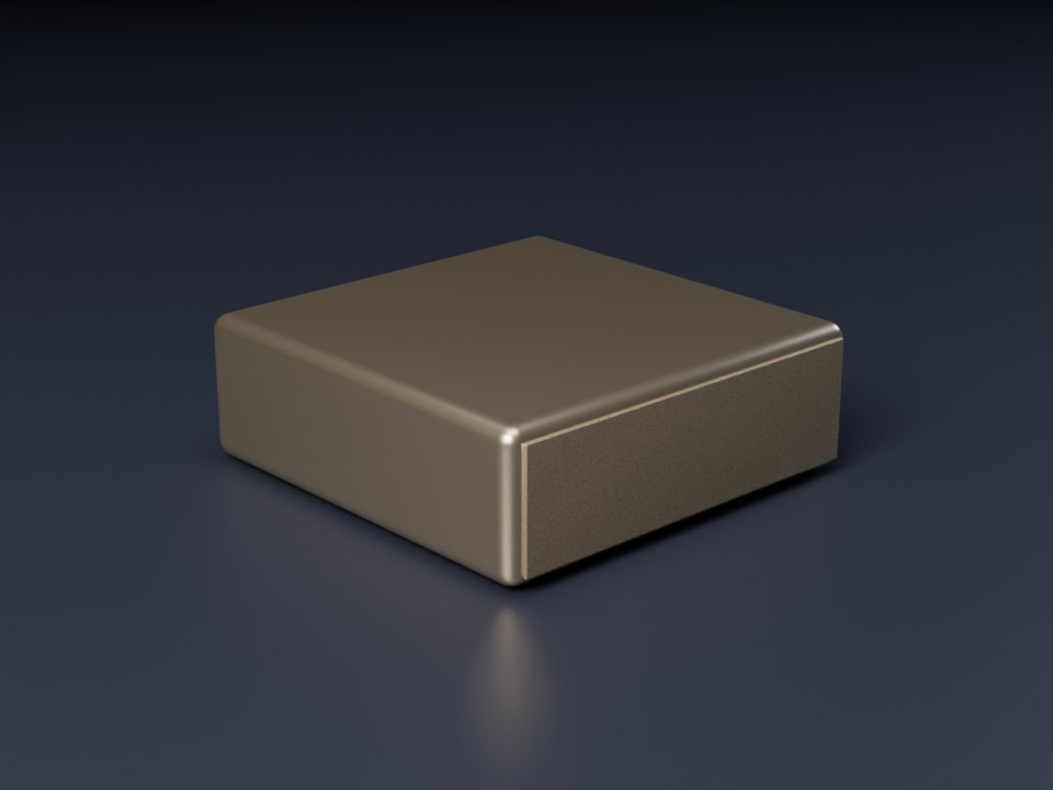 Illustration of a compact gold AI computer